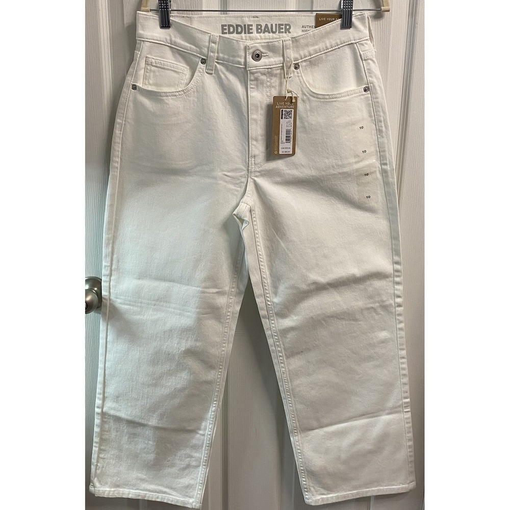 Eddie Bauer Voyager Women White High Rise Voyager Straight Leg‎ Jeans 10 NWT